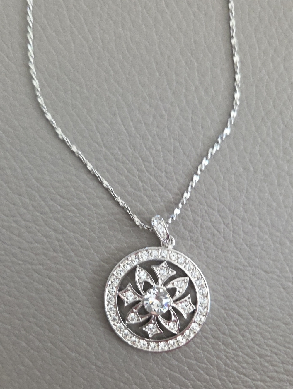 Annaleece Silver Crystal Flower Pendant Necklace